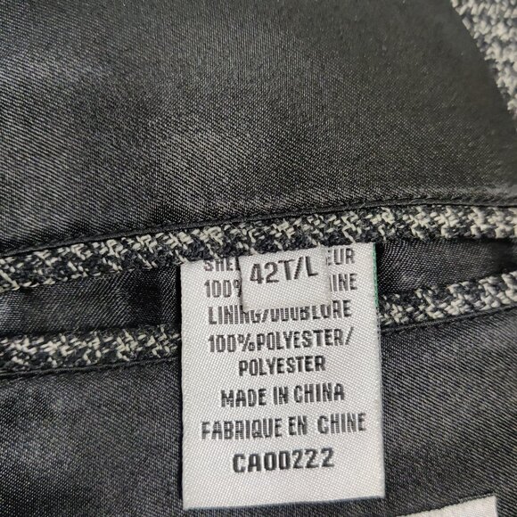 Protocol Men's Blazer Size 42L Black White Tweed Wool Business Casual Old Money - Picture 7 of 11